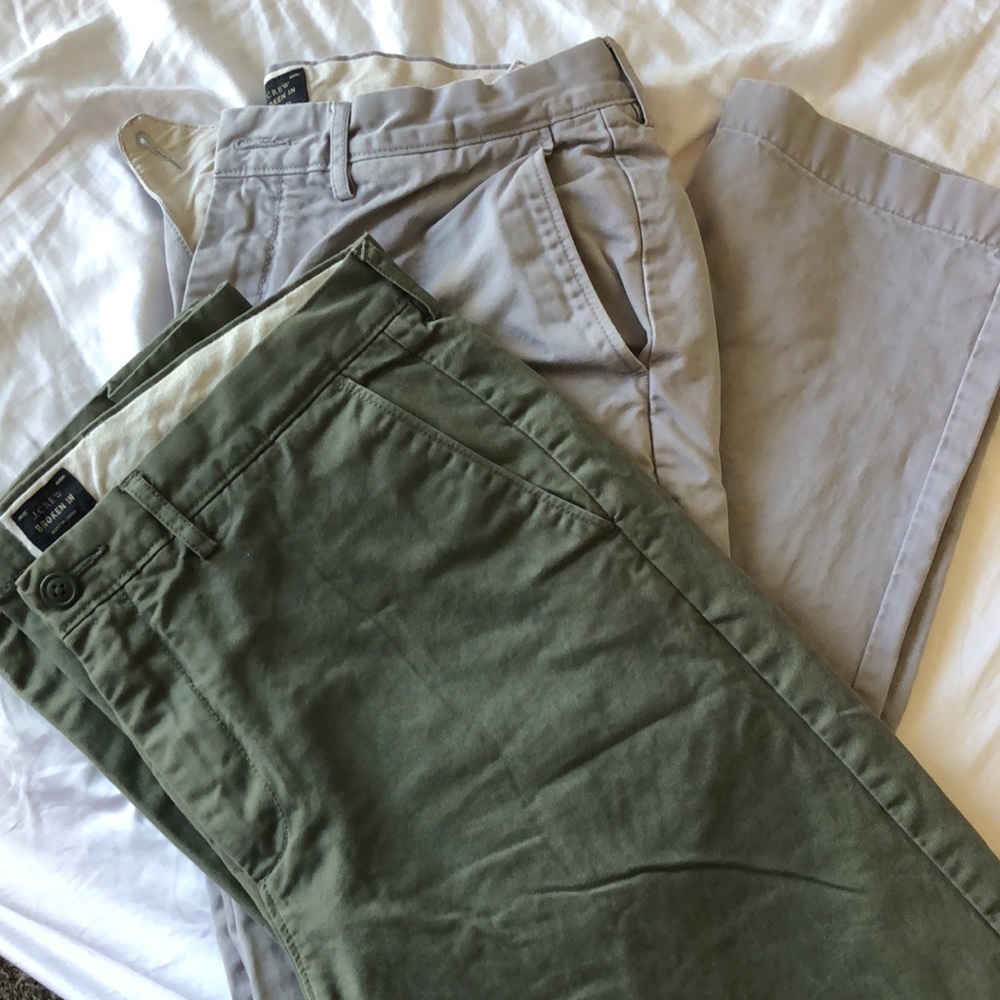 JCrew khakis- Green and Grey